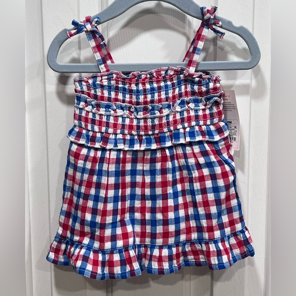 Cat & Jack Red, White & Blue Gingham Sundress Sizes NWT